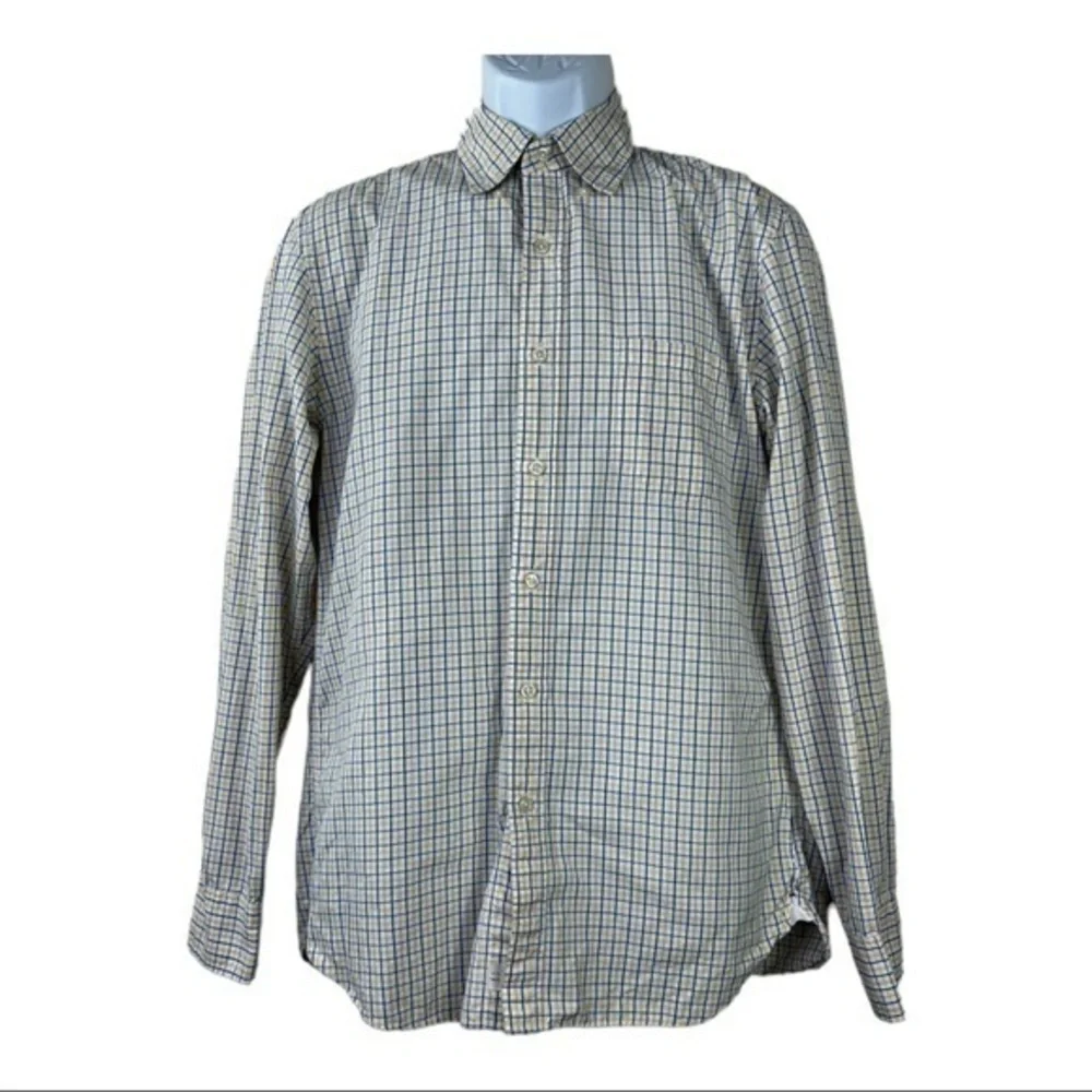 J.Crew Men Casual Shirt Buttons Down Plaid Yellow Blue Sz M